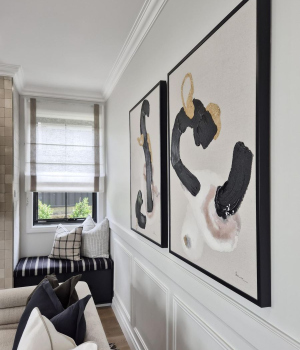 Custom-Sheer-Roman-Blinds-with-trim-for-display-home-Living-Room